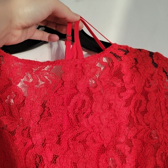 Madewell Broadway & Broome Red Floral Lace 3/4 Sleeve Cocktail Dress Size 0 - Picture 8 of 17